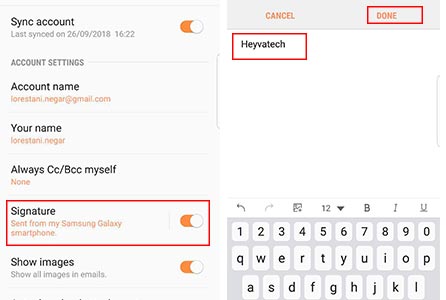  قراردادن امضا در ایمیل از طریق نرم افزار جیمیل اندروید